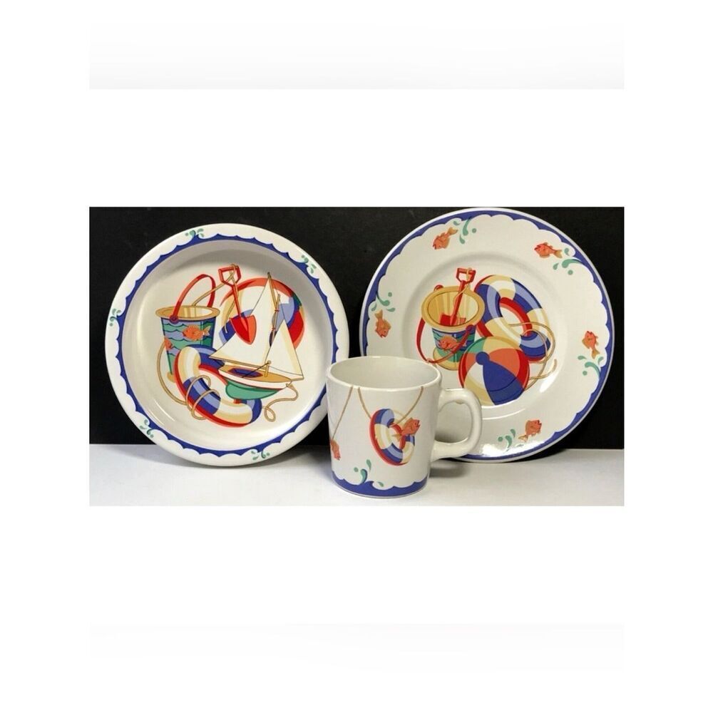 TIFFANY & Co. PORCELAIN 3 Pc Set~ Tiffany Seashore Vintage from 1990